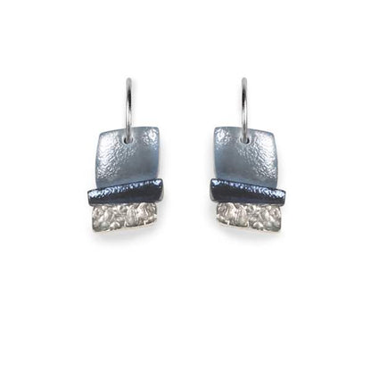 Navy Textured Stack Combi Creole Earrings | The Jewellery Stop