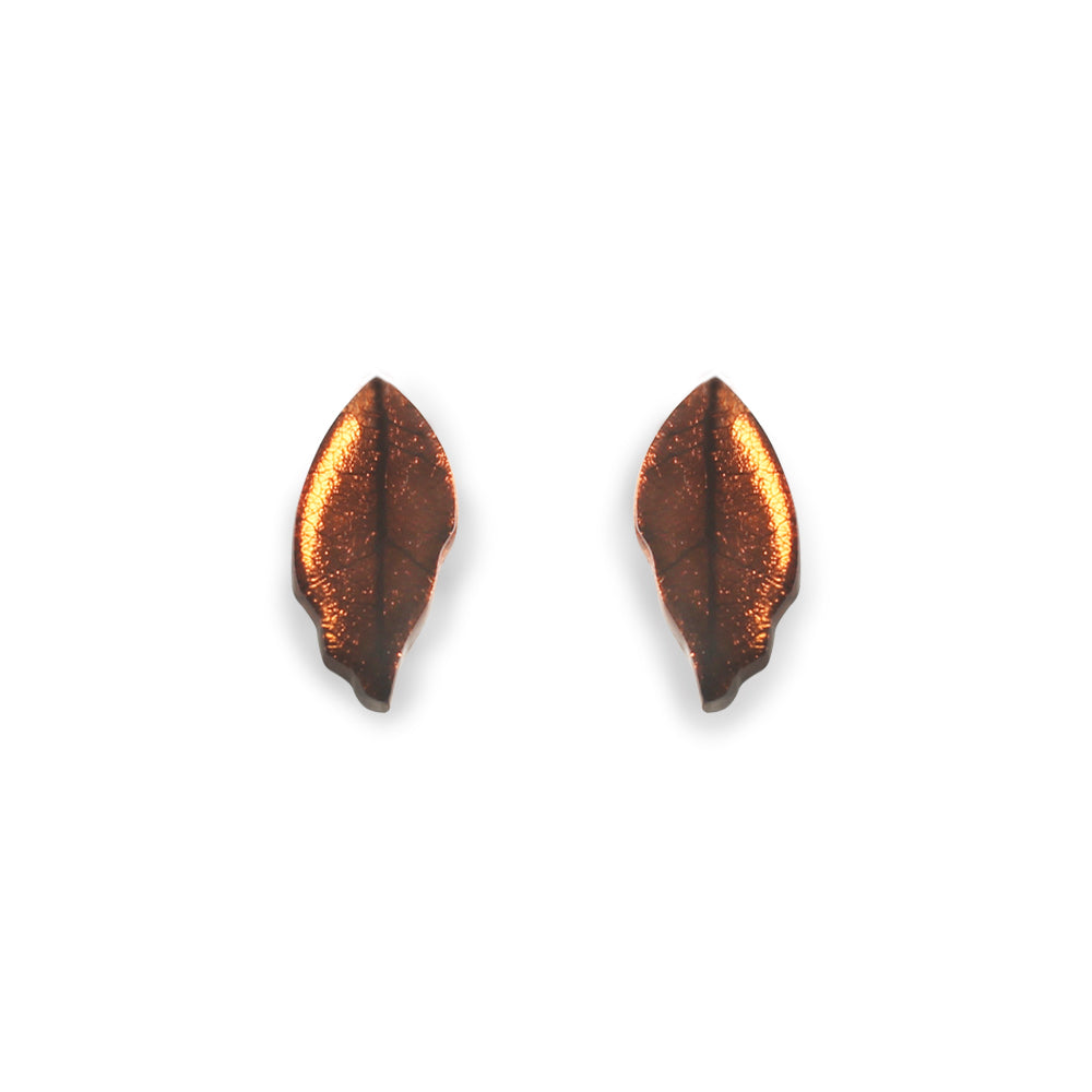 Apricot Skeletal Leaf Combi Stud Earrings