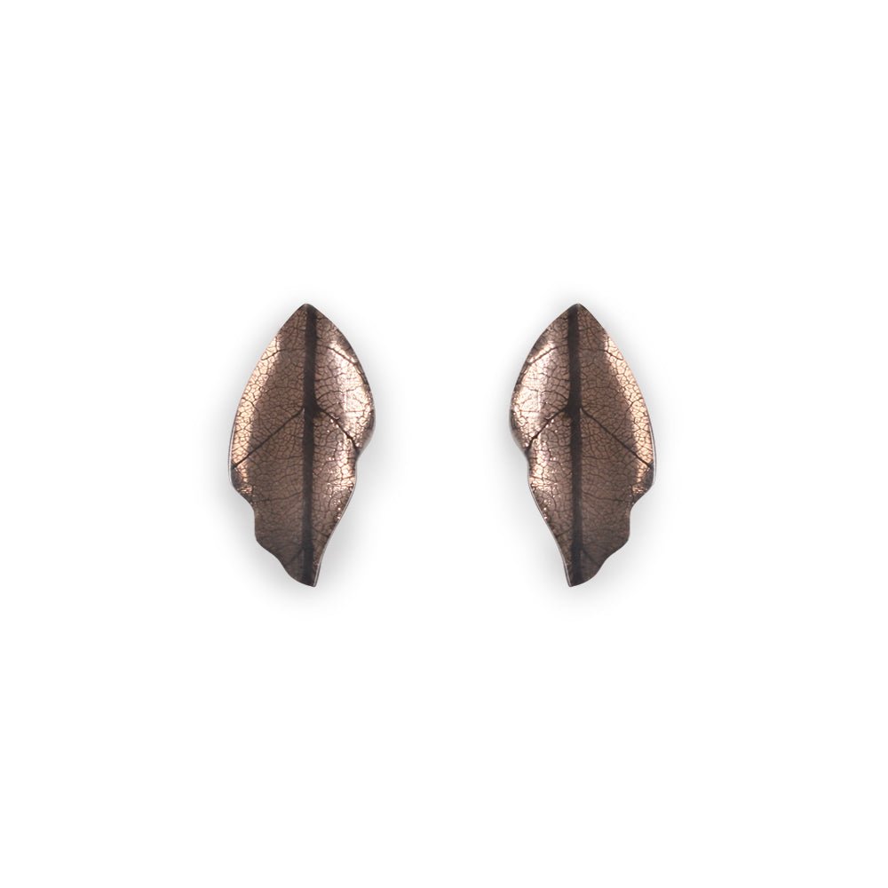 Mink Skeletal Leaf Combi Stud Earrings | The Jewellery Stop