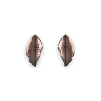 Mink Skeletal Leaf Combi Stud Earrings | The Jewellery Stop