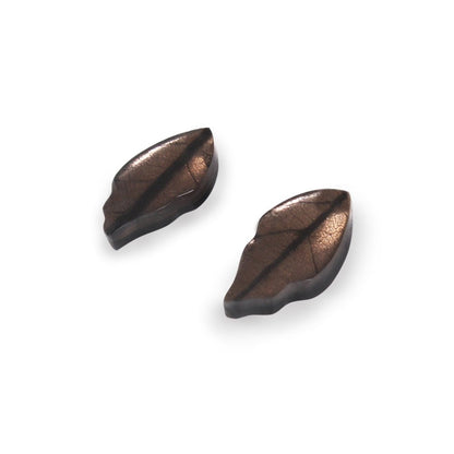 Mink Skeletal Leaf Combi Stud Earrings | The Jewellery Stop