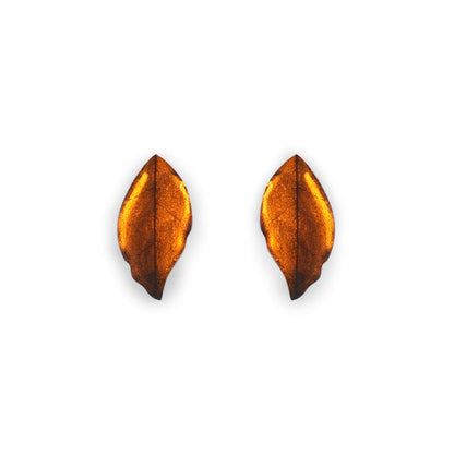 Paprika Skeletal Leaf Combi Stud Earrings | The Jewellery Stop