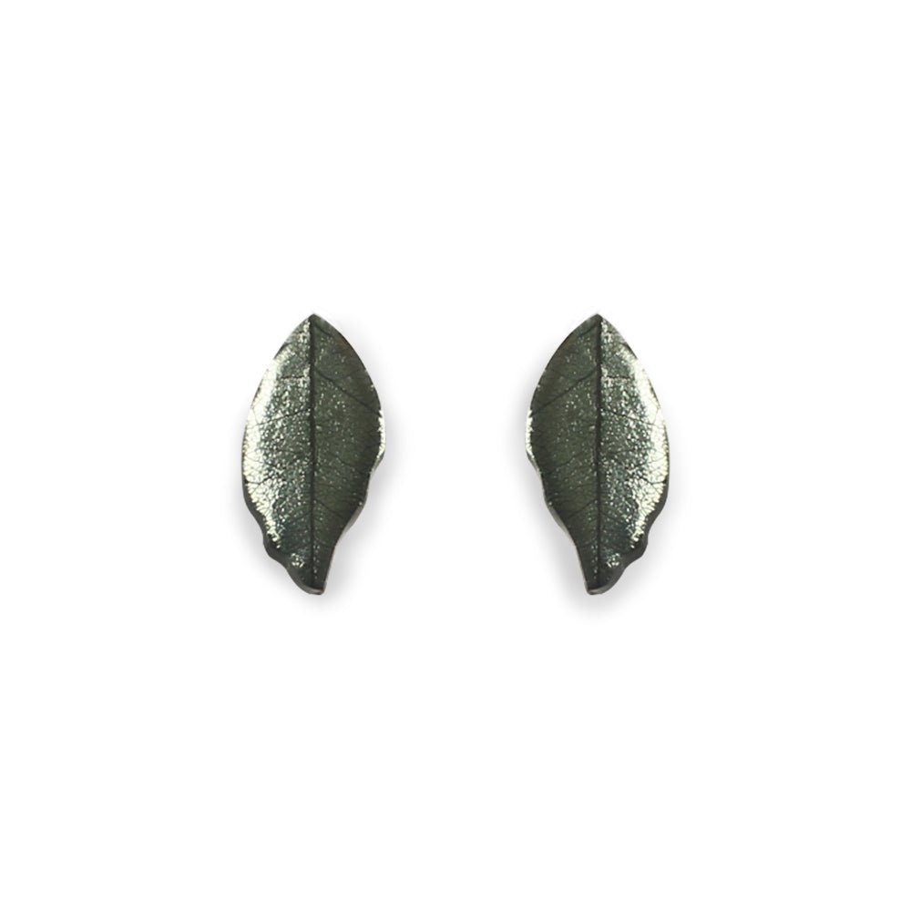 Pear Skeletal Leaf Combi Stud Earrings | The Jewellery Stop