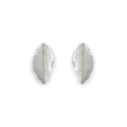 Silhouette Skeletal Leaf Combi Stud Earrings | The Jewellery Stop