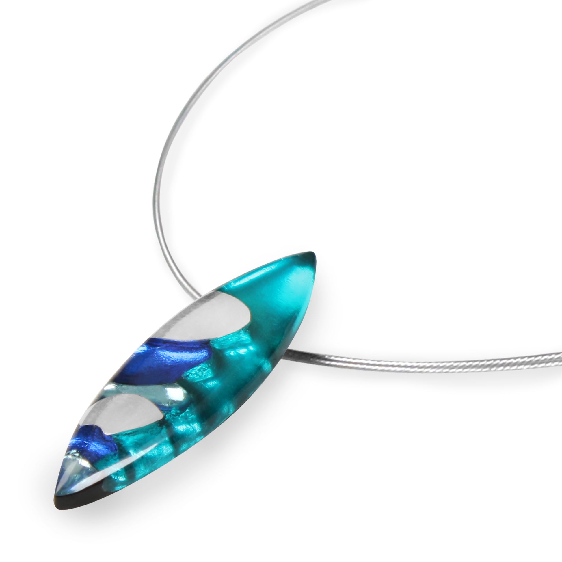 Teal Pointed Pebble Mix Pendant