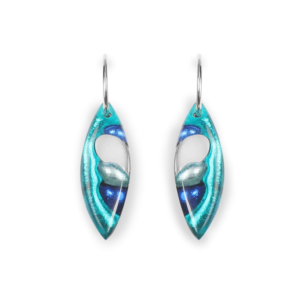 Teal Pointed Pebble Mix Creole Earrings | The Jewellery Stop