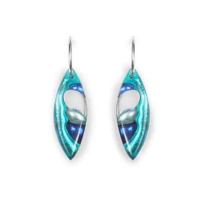 Teal Pointed Pebble Mix Creole Earrings | The Jewellery Stop