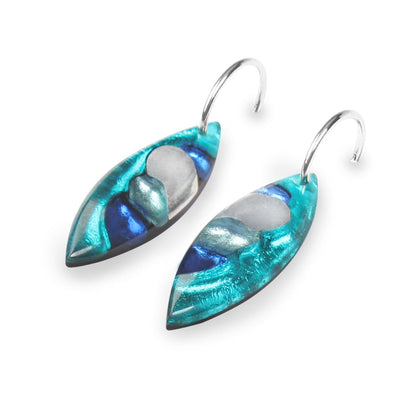 Teal Pointed Pebble Mix Creole Earrings | The Jewellery Stop