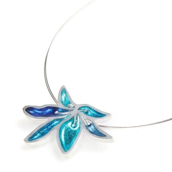 Turquoise Orchid Flower Pendant