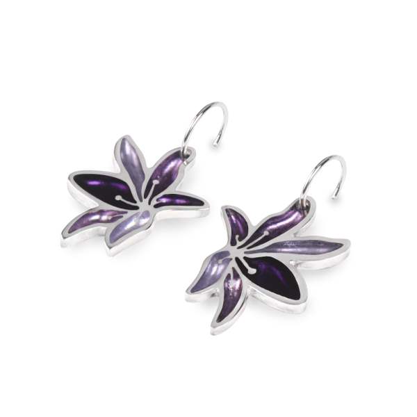 Aubergine Orchid Flower Creole Earrings
