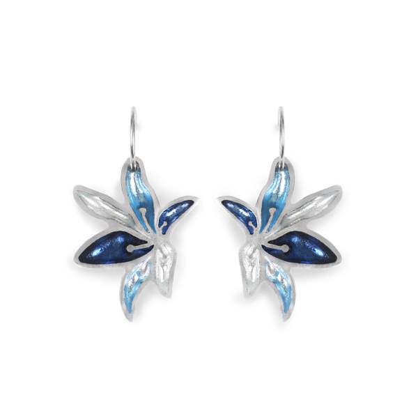 Ice Orchid Flower Creole Earrings