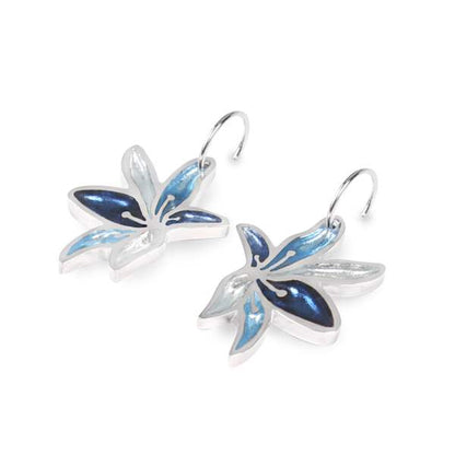 Ice Orchid Flower Creole Earrings