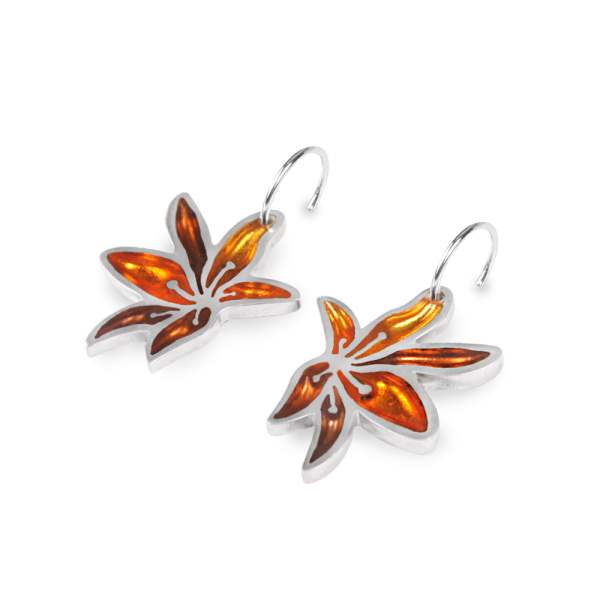 Paprika Orchid Flower Creole Earrings