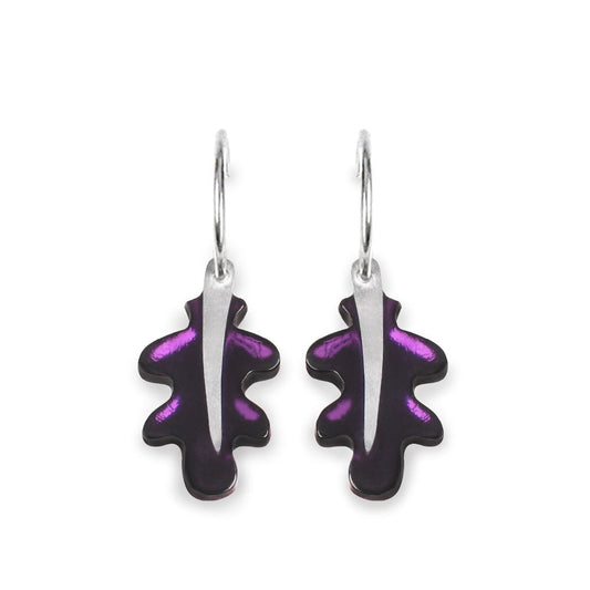 Aubergine Assorted Leaf Oak Creole Earrings | The Jewellery Stop