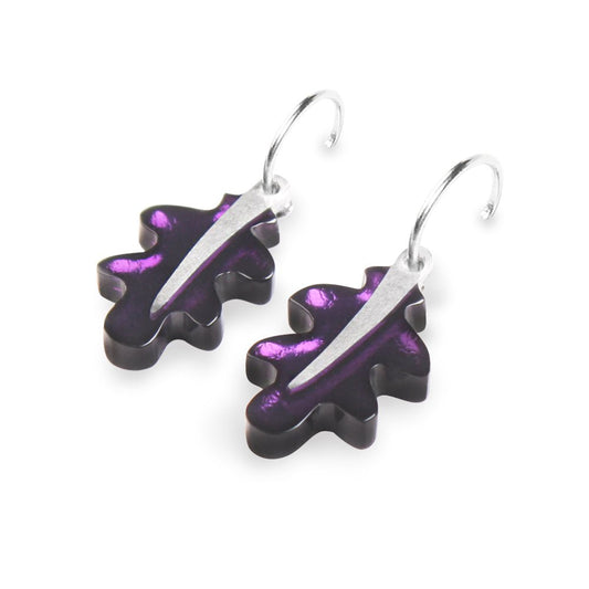 Aubergine Assorted Leaf Oak Creole Earrings | The Jewellery Stop
