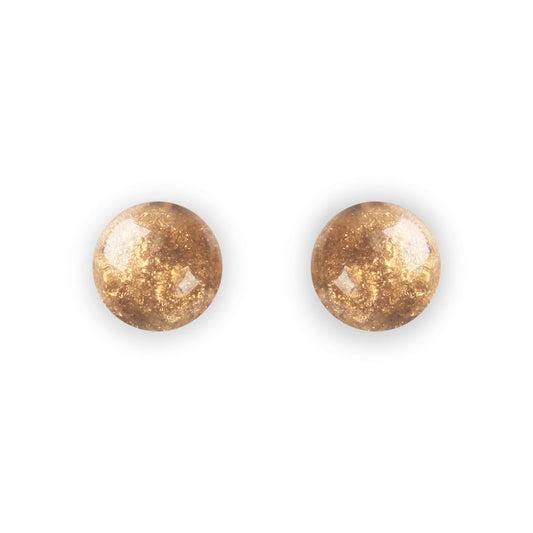 Gold Cabouchon Combi Medium Stud Earrings | The Jewellery Stop