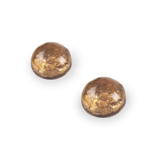 Gold Cabouchon Combi Medium Stud Earrings | The Jewellery Stop