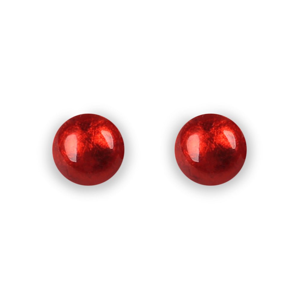 Red Cabouchon Combi Medium Stud Earrings | The Jewellery Stop