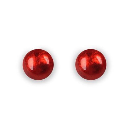 Red Cabouchon Combi Medium Stud Earrings | The Jewellery Stop