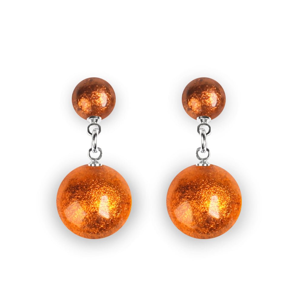 Paprika Cabouchon Combi Dangle Stud Earrings | The Jewellery Stop