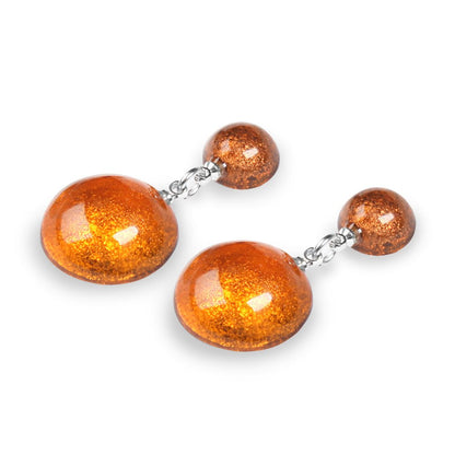 Paprika Cabouchon Combi Dangle Stud Earrings | The Jewellery Stop