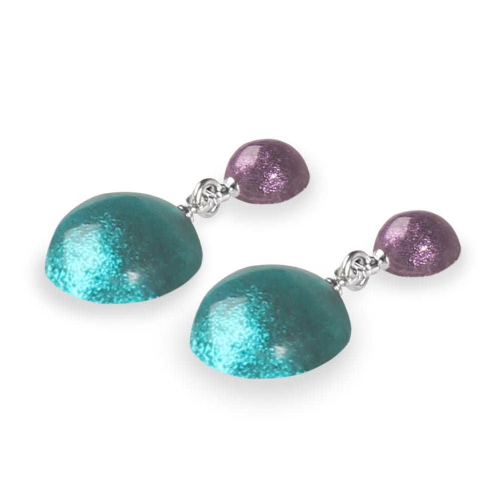 Peacock Cabouchon Combi Dangle Stud Earrings | The Jewellery Stop