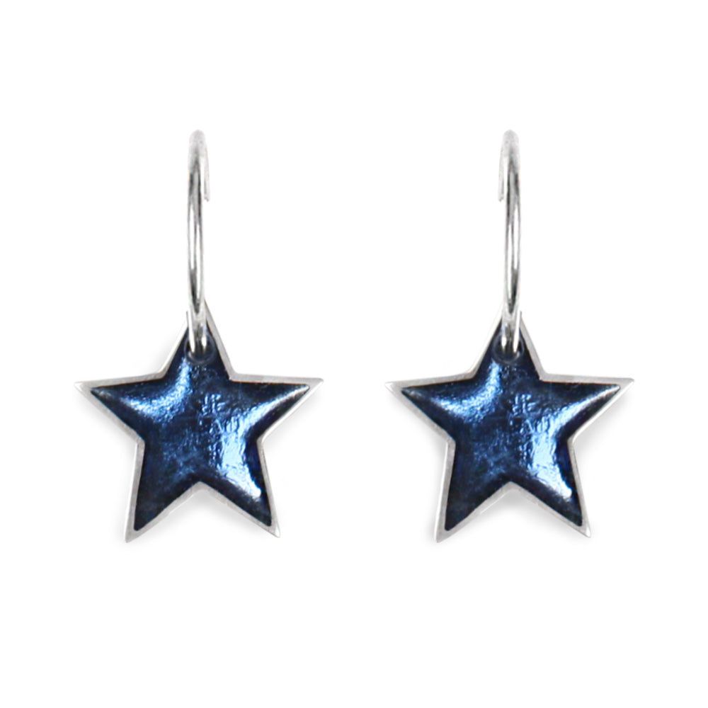Ice Pewter Star Resin Creole Earrings