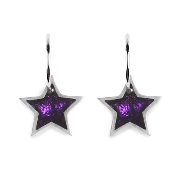 Peacock Pewter Star Resin Creole Earrings | The Jewellery Stop