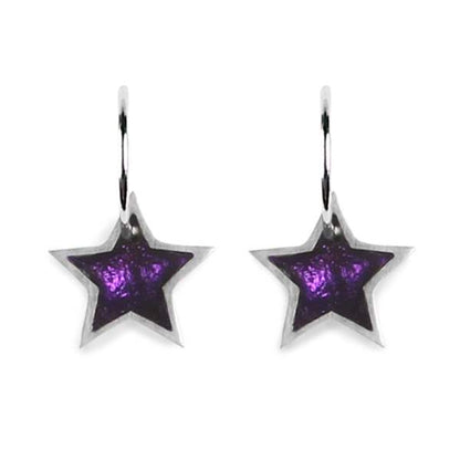 Peacock Pewter Star Resin Creole Earrings | The Jewellery Stop