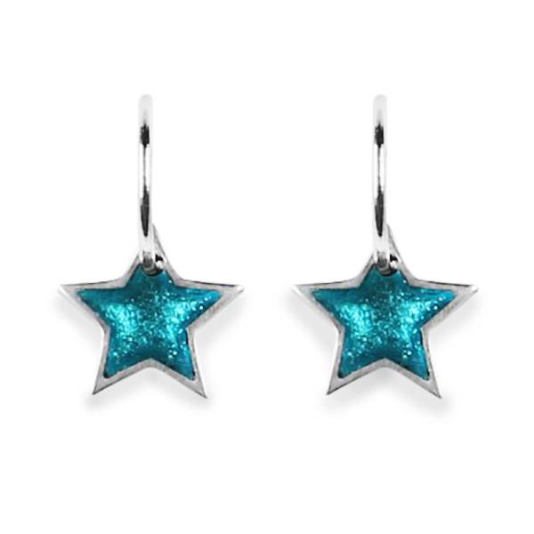 Teal Pewter Star Resin Creole Earrings | The Jewellery Stop