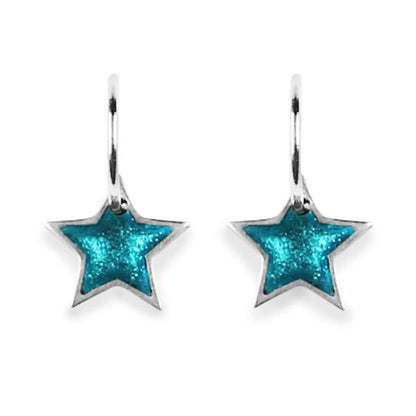 Teal Pewter Star Resin Creole Earrings | The Jewellery Stop