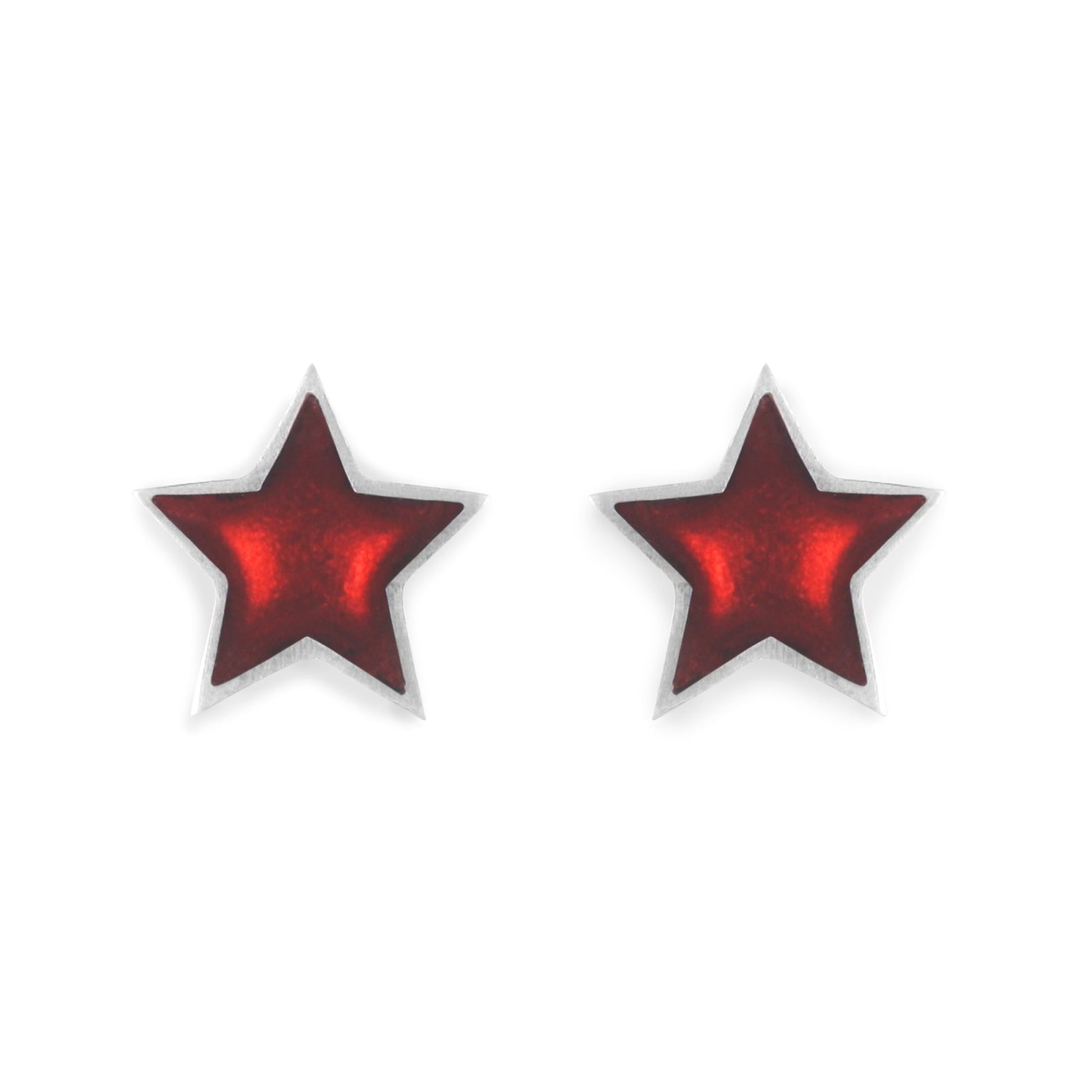 Red Pewter Star Resin Stud Earrings | The Jewellery Stop