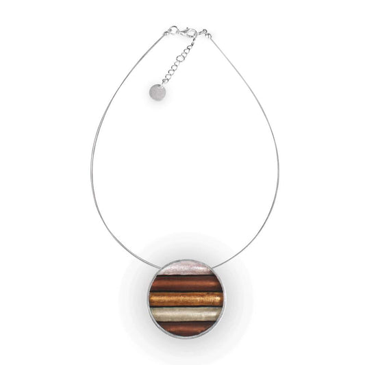 Mink Aluminium Stripe Circle Pendant | The Jewellery Stop