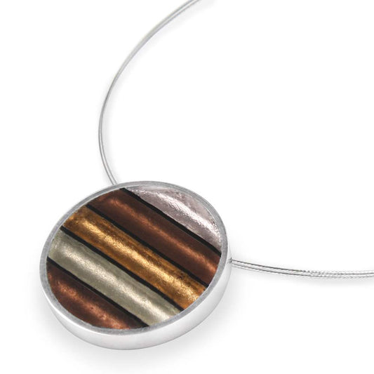 Mink Aluminium Stripe Circle Pendant | The Jewellery Stop