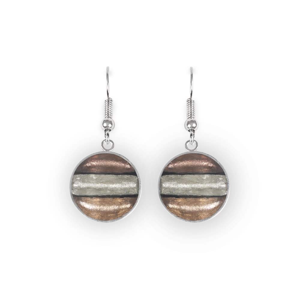 Mink Aluminium Stripe Circle Fish Hook Earrings | The Jewellery Stop