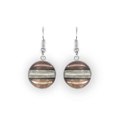 Mink Aluminium Stripe Circle Fish Hook Earrings | The Jewellery Stop