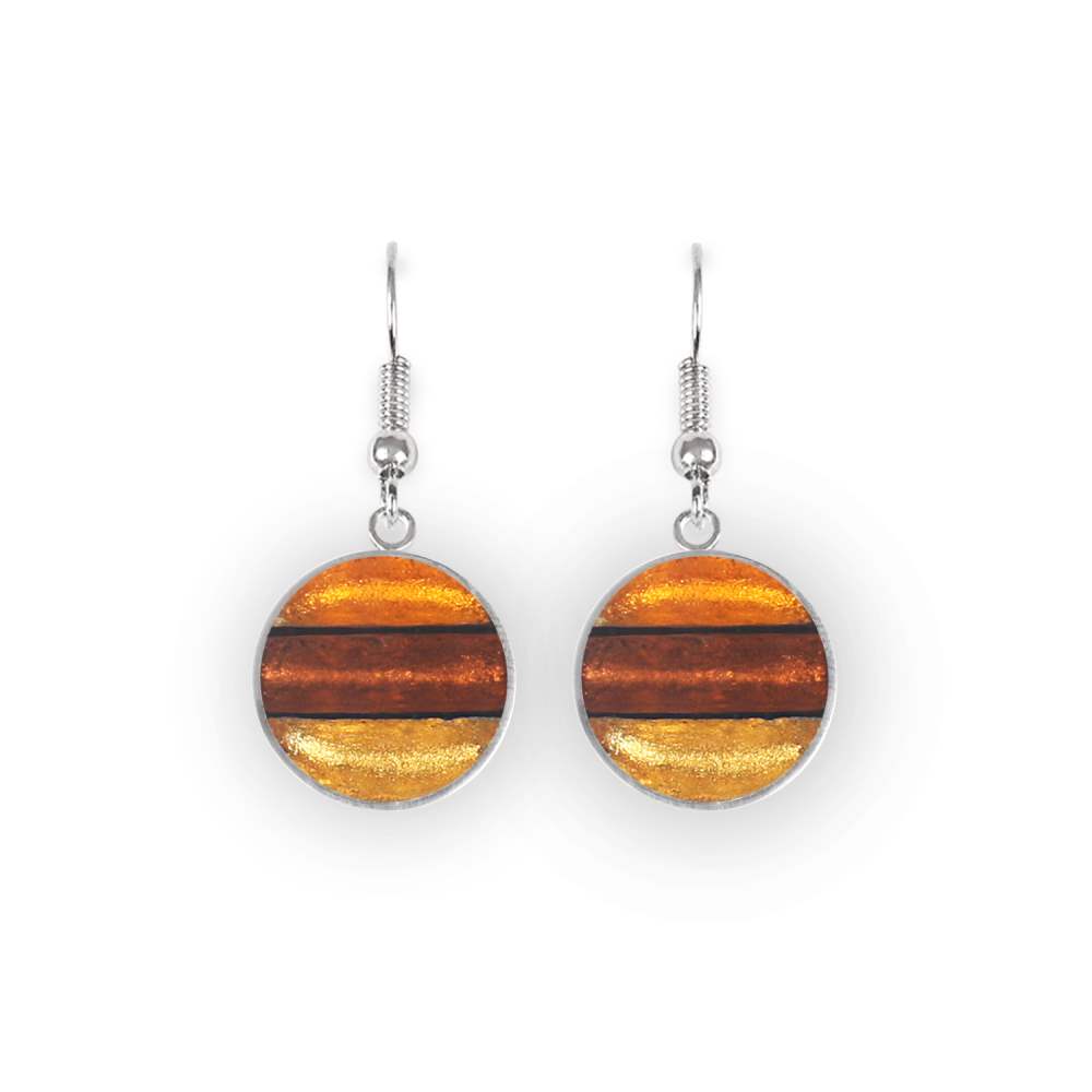 Paprika Aluminium Stripe Circle Fish Hook Earrings | The Jewellery Stop