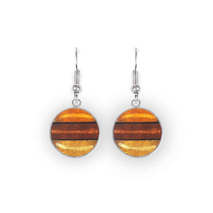 Paprika Aluminium Stripe Circle Fish Hook Earrings | The Jewellery Stop
