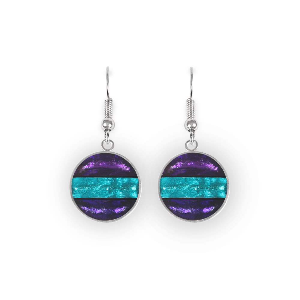 Peacock Aluminium Stripe Circle Fish Hook Earrings | The Jewellery Stop