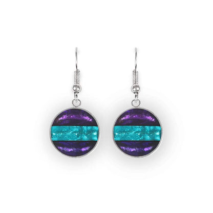 Peacock Aluminium Stripe Circle Fish Hook Earrings | The Jewellery Stop