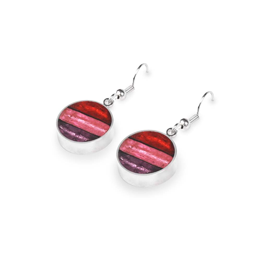 Trifle Aluminium Stripe Circle Fish Hook Earrings | The Jewellery Stop