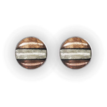 Mink Aluminium Stripe Circle Clip Earrings | The Jewellery Stop
