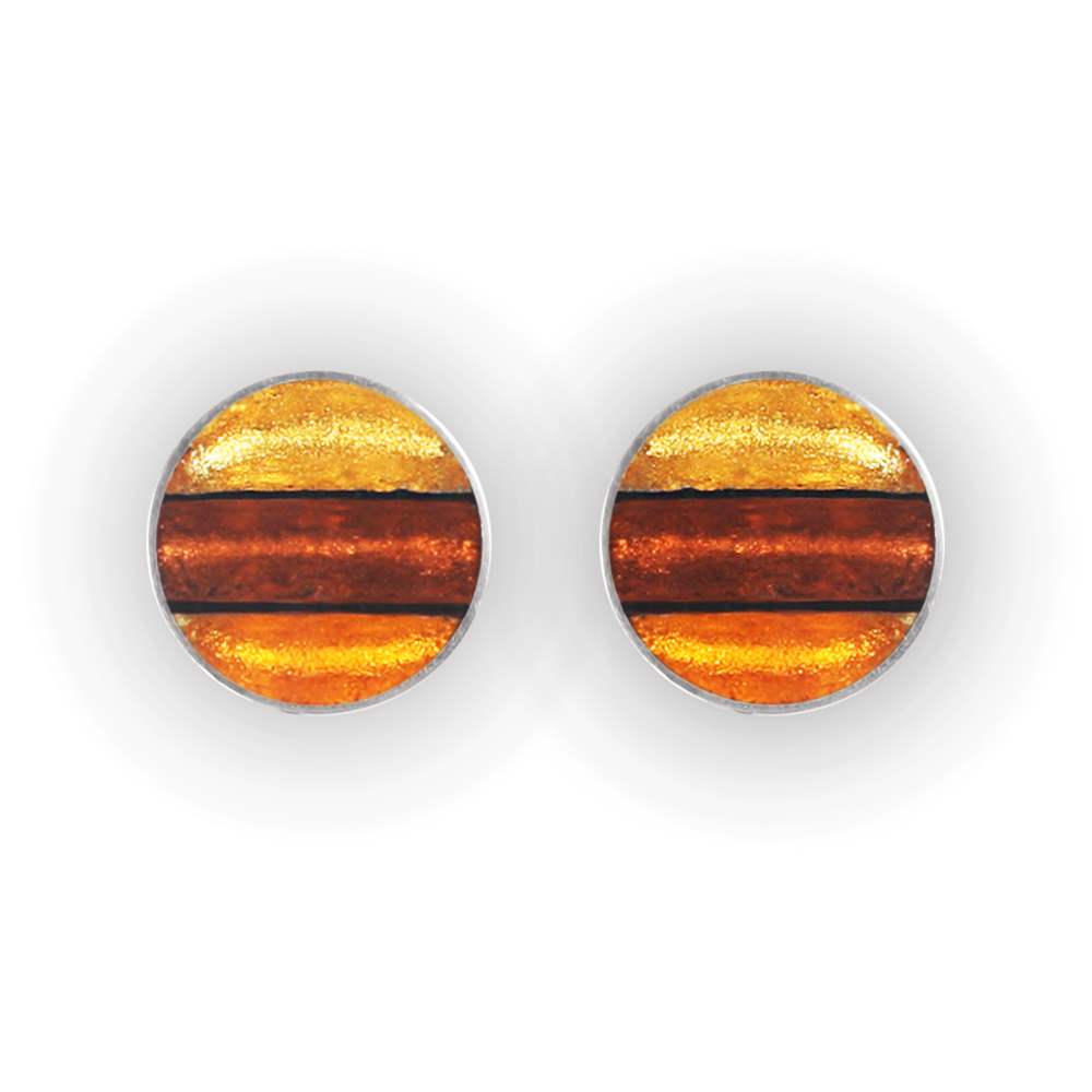 Paprika Aluminium Stripe Circle Clip Earrings | The Jewellery Stop
