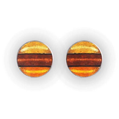 Paprika Aluminium Stripe Circle Clip Earrings | The Jewellery Stop