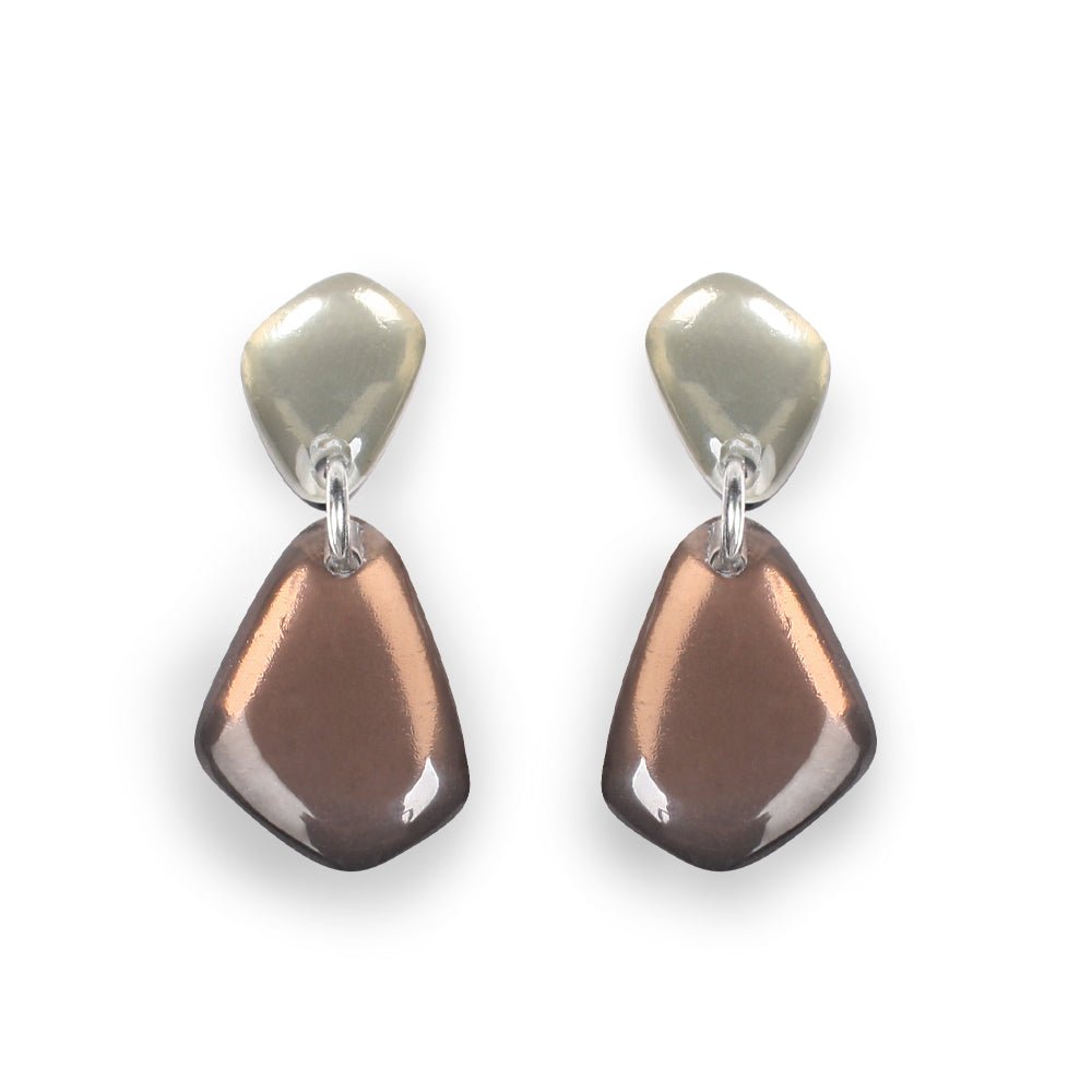 Mink Eclectic Pebble Combi Drop Stud Earrings | The Jewellery Stop