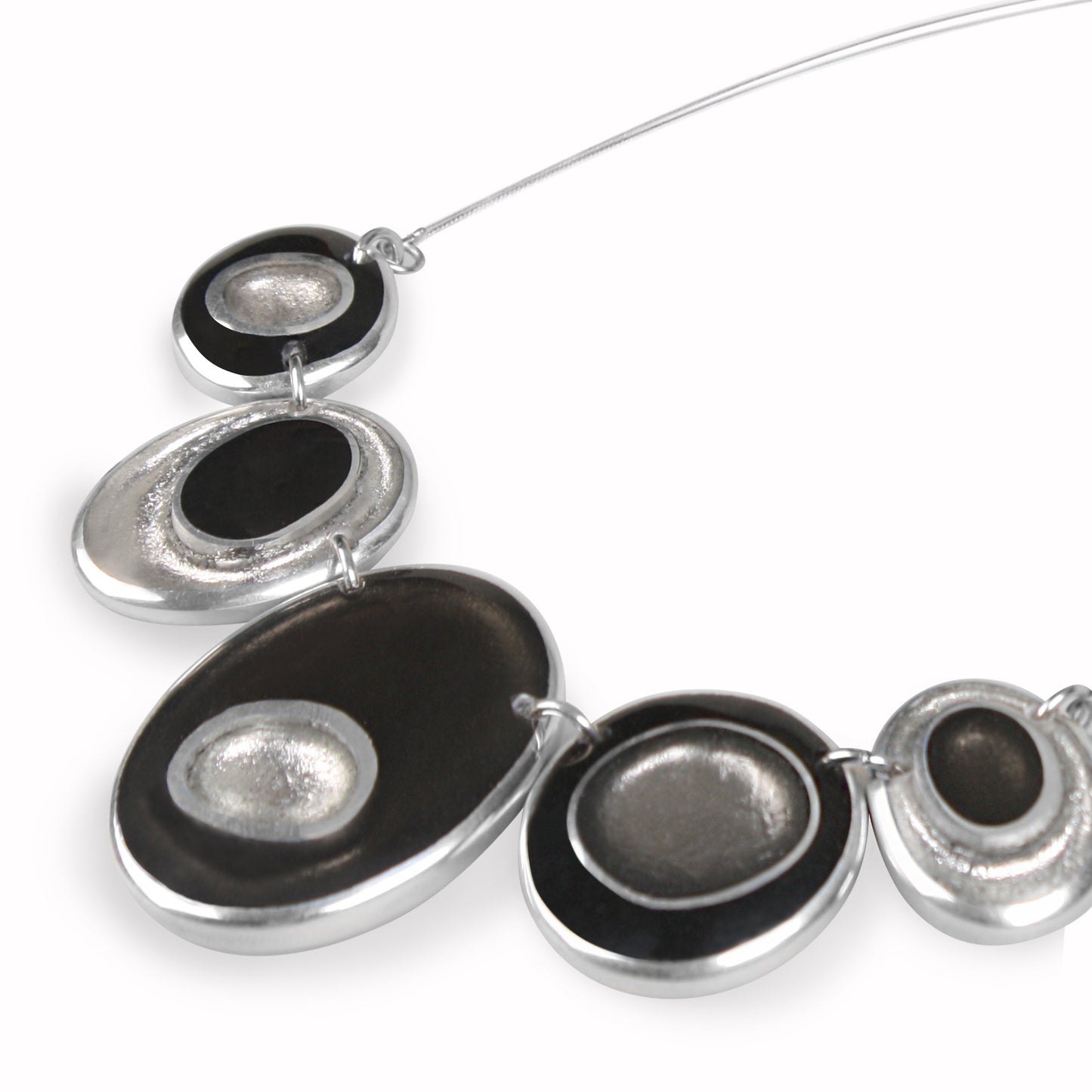 Black Organic Circles Necklace
