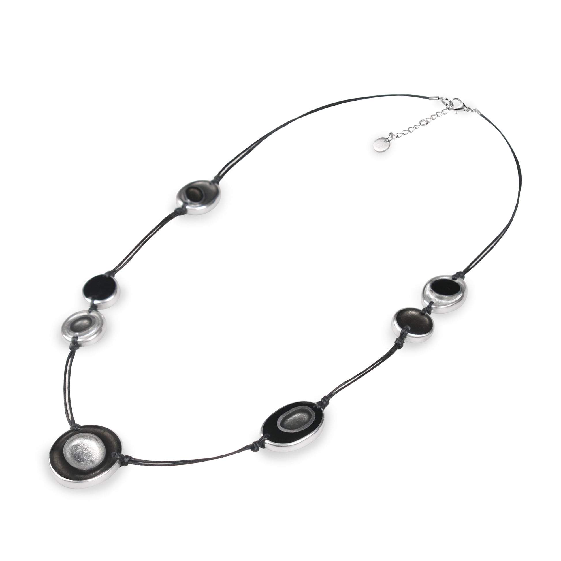 Black Organic Circles Long Necklace