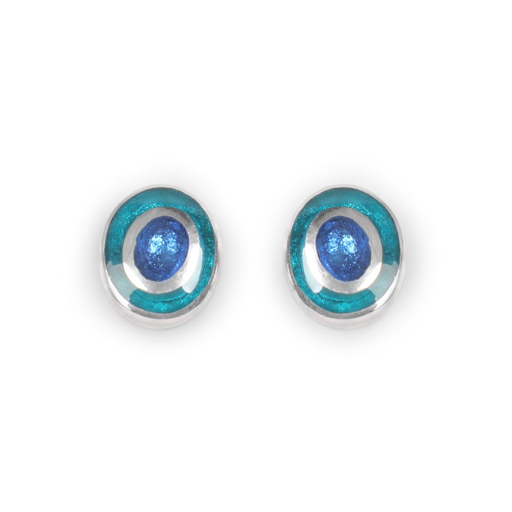 Teal Organic Circles Stud Earrings | The Jewellery Stop