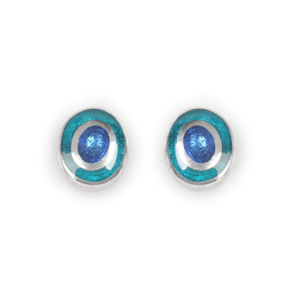Teal Organic Circles Stud Earrings | The Jewellery Stop