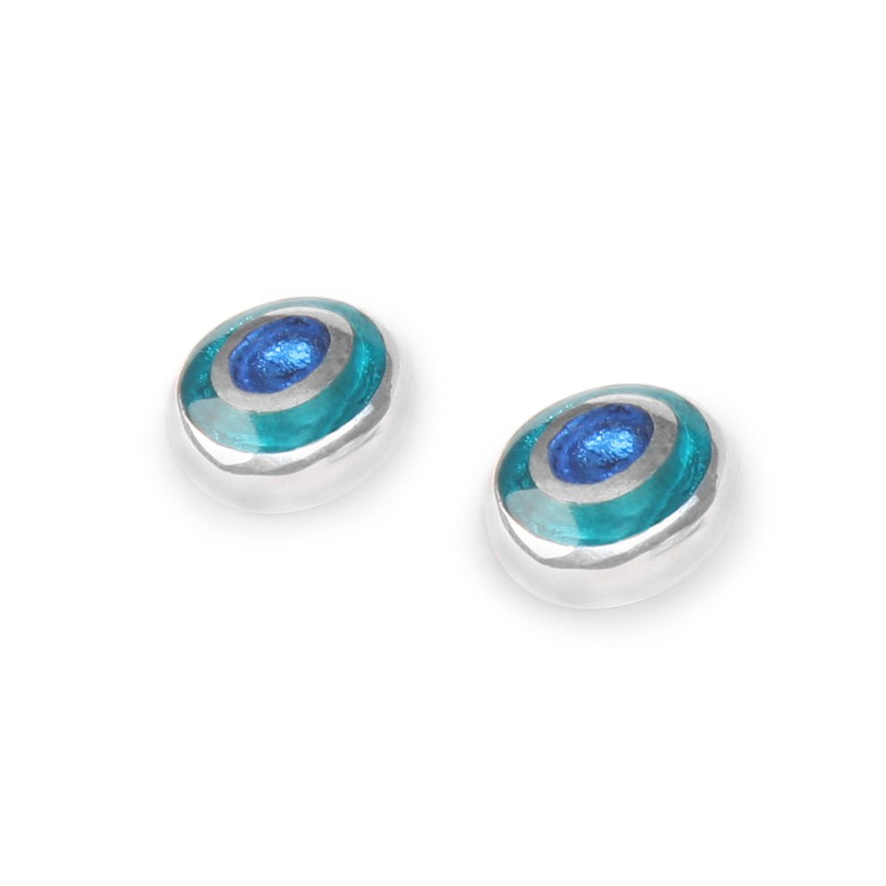 Teal Organic Circles Stud Earrings | The Jewellery Stop